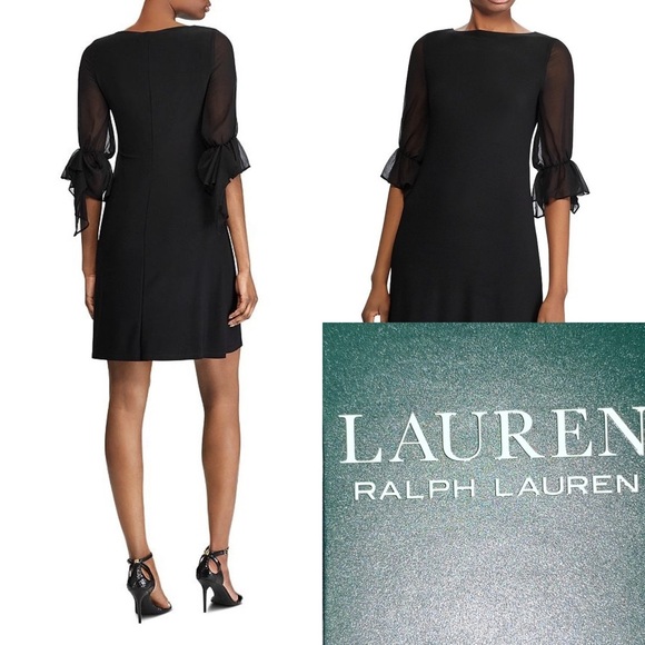 🆕 Lauren Ralph Lauren Ruffled Georgette-Slv Dress - Picture 1 of 5